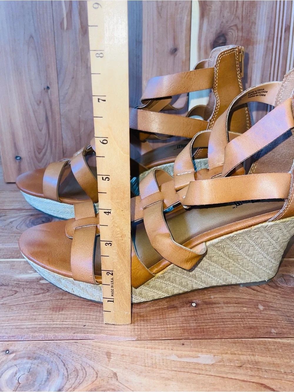 BRADH Women's Tan Strappy Wedge Sandals - Comfortable Summer Style Size 10